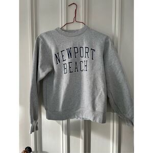 John Galt/ Brandy Melville heather grey Newport Beach graphic crew neck sweatshi